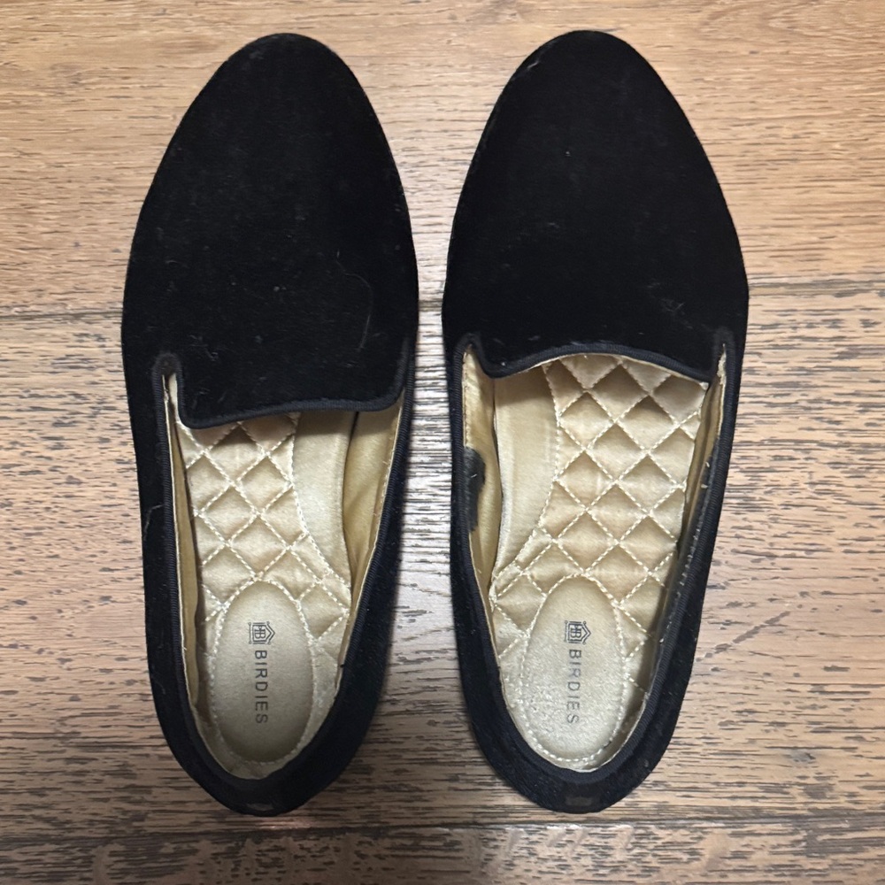 Birdies Black Velvet Loafers size 8
